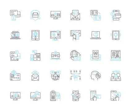 User exploration linear icons set. Research, Insight, Observation, Empathy Stock Illustration