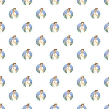 User exploring virtual reality world seamless pattern Stock Illustration