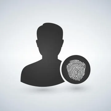 User Face Fingerprint ID Detecting Man avatar Icon Vector. Access Security Sy Stock Illustration