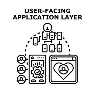 User facing application layer connecting online users Stock Illustration