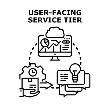 User facing service tier concept visualizing customer experience and delivery Stock Illustration