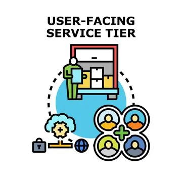 User facing service tier system operation concept 스톡 일러스트