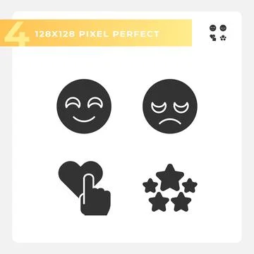 User feedback about service pixel perfect black glyph icons set on white space Illustrazione stock