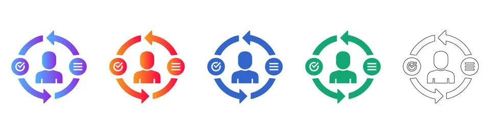 User Feedback and Review Process Icon Set Illustrazione stock