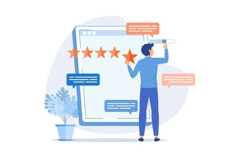 User feedback and website rating Customer feedback, review website, non com.. Stock-Illustration