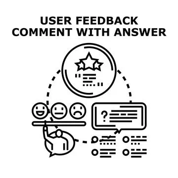 User feedback comment with answer process icon Stock Illustration