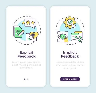 User feedback different types onboarding mobile app screen 스톡 일러스트