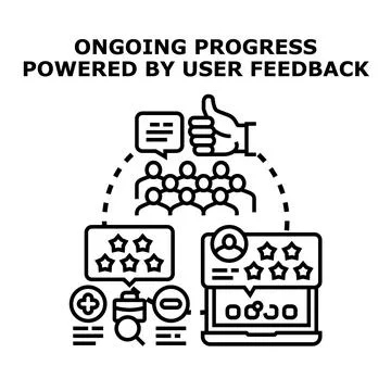 User feedback driving ongoing product development progress Illustrazione stock