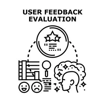 User feedback evaluation analyzing consumer experience and reviews Stock Illustration