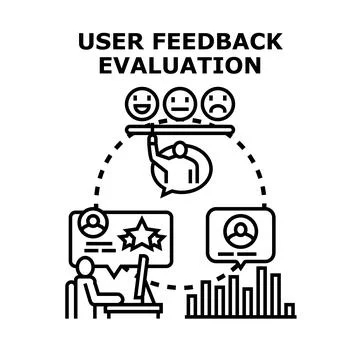 User feedback evaluation system collecting customer reviews Stock Illustration