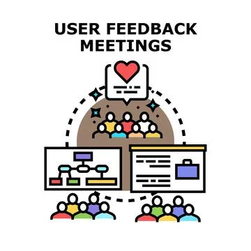 User feedback meeting discussing customer experience improvement 스톡 일러스트