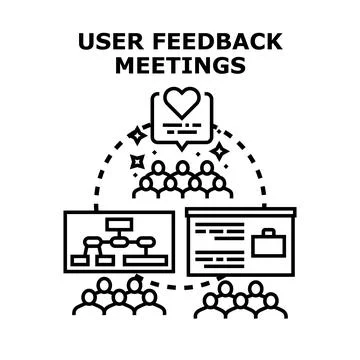 User feedback meeting discussing customer experience improvement 스톡 일러스트