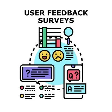 User feedback surveys collecting data and analytics Stock Illustration