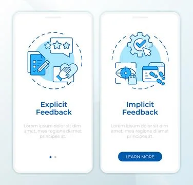 User feedback types blue onboarding mobile app screen 스톡 일러스트