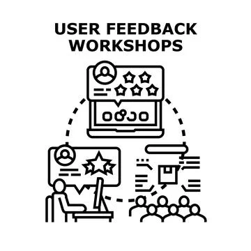 User feedback workshops improving product development process Stock Illustration