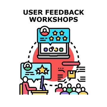 User feedback workshops improving product development process 스톡 일러스트