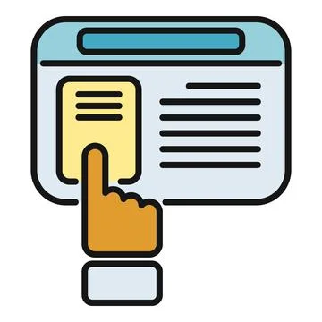 User finger selecting menu item on website interface Stock Illustration