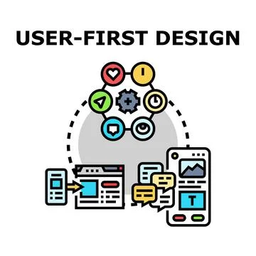 User first design concept for digital product development 库存插图