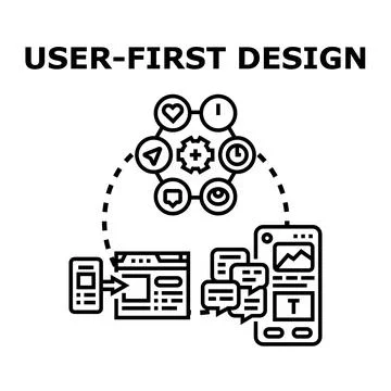 User first design concept for digital product development Stockillustratie