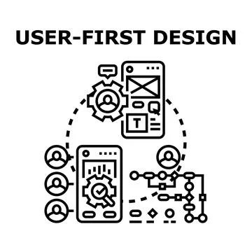 User first design process development 库存插图