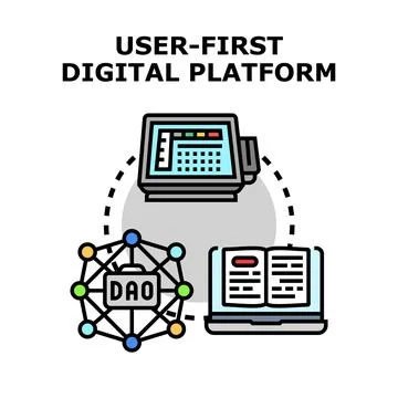 User first digital platform and decentralized network concept 库存插图