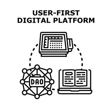 User first digital platform and decentralized network concept Stock Illustration