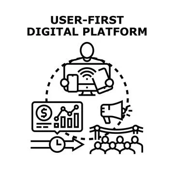 User first digital platform development and customer experience 库存插图