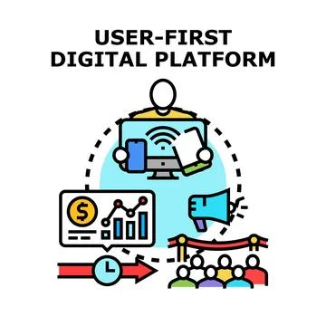 User first digital platform development and customer experience Stock Illustration