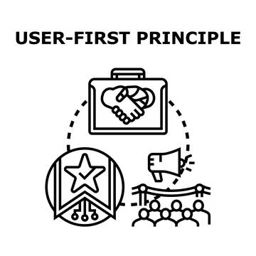 User first principle concept with business and technology collaboration Stock Illustration