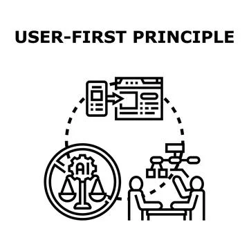User first principle prioritizing human centric design process Stock Illustration
