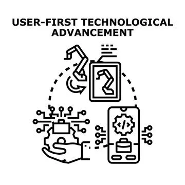 User first technological advancement optimizing software processes Stock Illustration