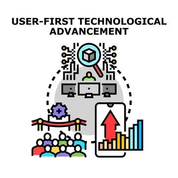 User first technological advancement vector concept illustration 库存插图