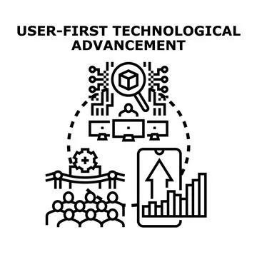 User first technological advancement vector concept illustration Stock Illustration