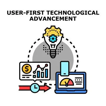 User first technology advancing with data analysis and innovation Stockillustratie