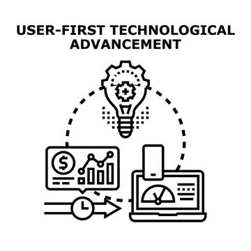 User first technology advancing with data analysis and innovation Stock Illustration