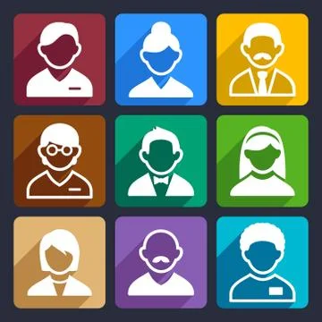 User flat icons set 库存插图