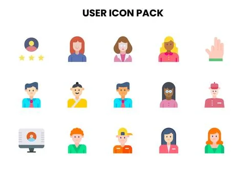 User Flat Scalable Icons Pack Illustrazione stock