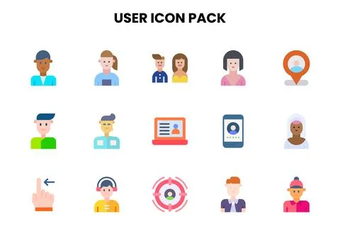 User Flat Vector Icons Pack Stock Illustration