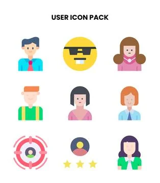 User Flat Vector Icons Pack Stock Illustration