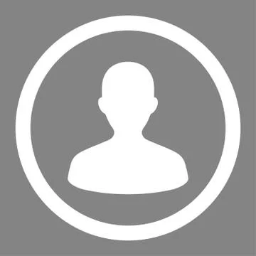 User flat white color rounded vector icon Stock Illustration