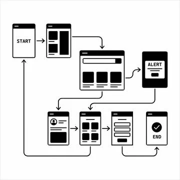 User flow chart application logic diagram 8K ultra quality with full details Stock Illustration