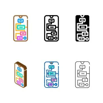 User flow series ux ui design color icon vector Stock Illustration
