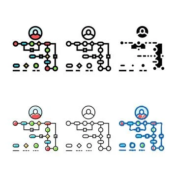 User flow ux ui design edition color icon vector 스톡 일러스트