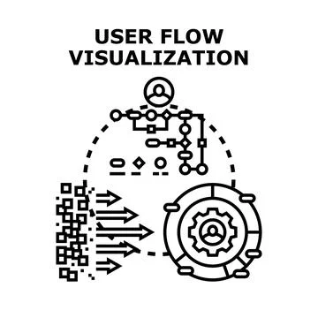 User flow visualization and customer experience charting Stock Illustration