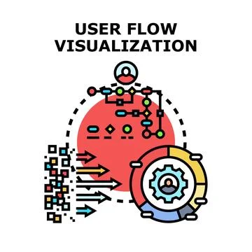 User flow visualization and customer experience charting Stock Illustration