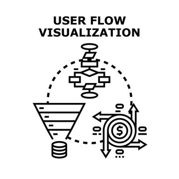 User flow visualization outlining conversion optimization process Illustrazione stock