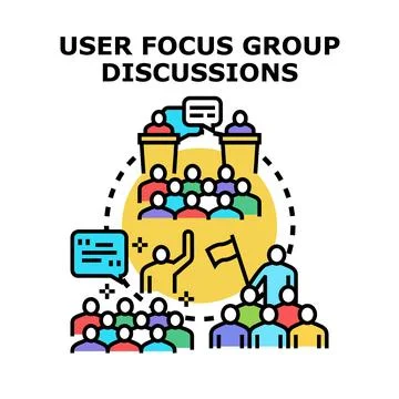 User focus group discussions concept vector Stock Illustration