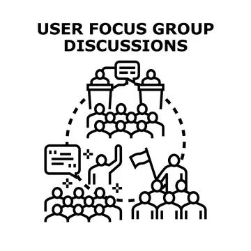User focus group discussions concept vector Stock Illustration