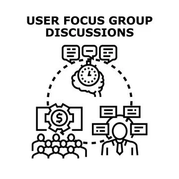 User focus group discussions for marketing research Stock Illustration