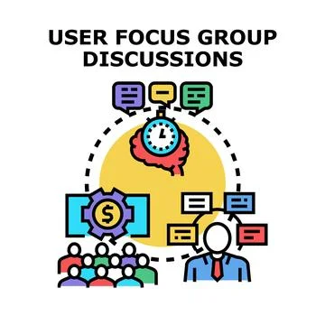 User focus group discussions for marketing research Stock Illustration